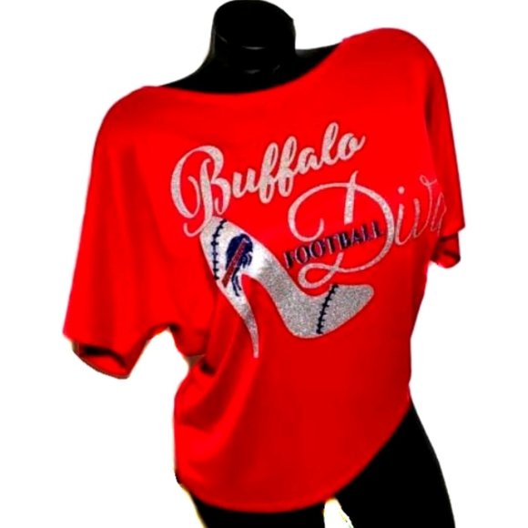 Buffalo Football Diva Red Ladies Relax Tee. - Picture 1 of 4